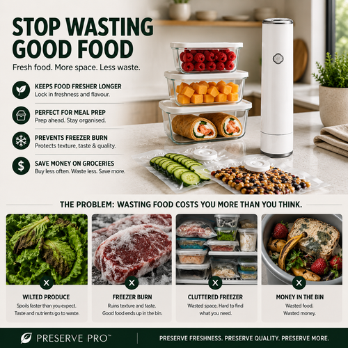 Preserve Pro™ | Portable Vacuum Preservation System - Includes 5 Bags.